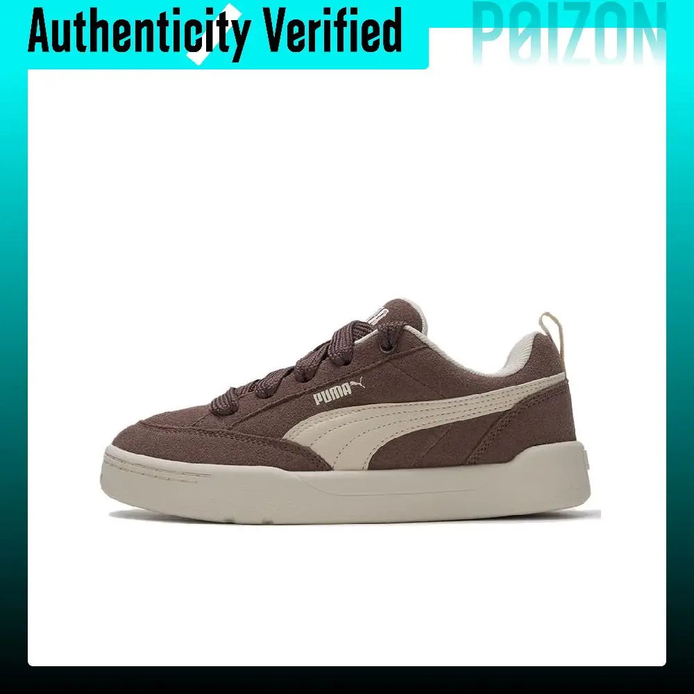 PUMA Park Lifestyle Cow Split Leather Abrasion Resistant Low top Casual Shoes Unisex Brown 401606-06