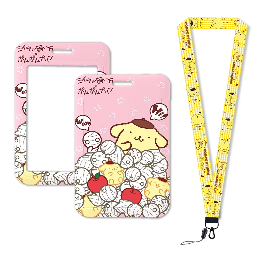 Juste de protection pour porte-cartes Anime Hello Kitty, porte-cartes, contrôle d'accès, bus, métro, étudiants, dessin animé, W Pompom Purin, enfants