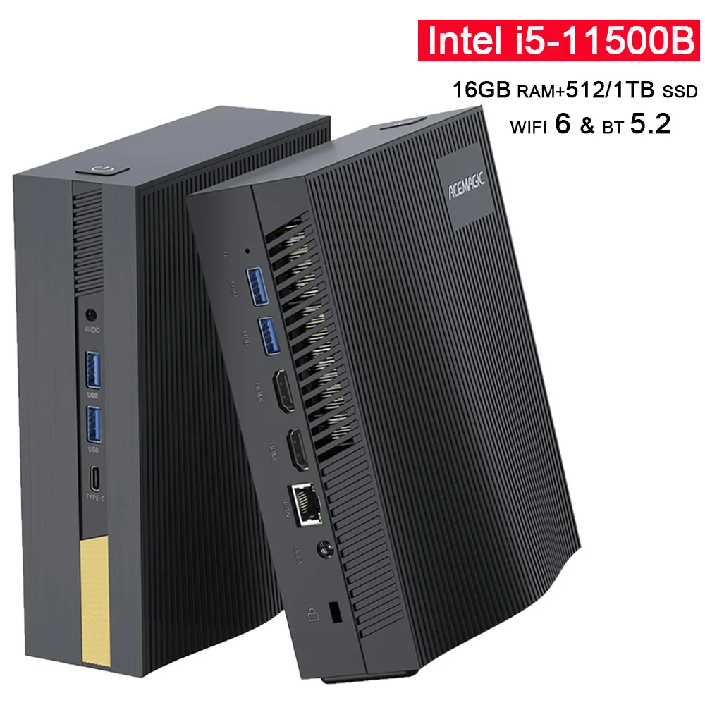 

Mini PC Intel i5-11500B Windows11 HOME 16GB DDR4 512GB/1TB NVME SSD 65W TDP HDM4K WiFi6 BT5.2 AD15 Mini Desktop Gaming Computers