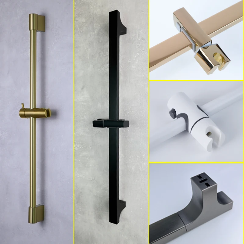 

Shower Bar Height Adjustable Sliding Hand Shower Bar Chrome Matt Black Stainless Steel 64cm Bathroom Fixtures