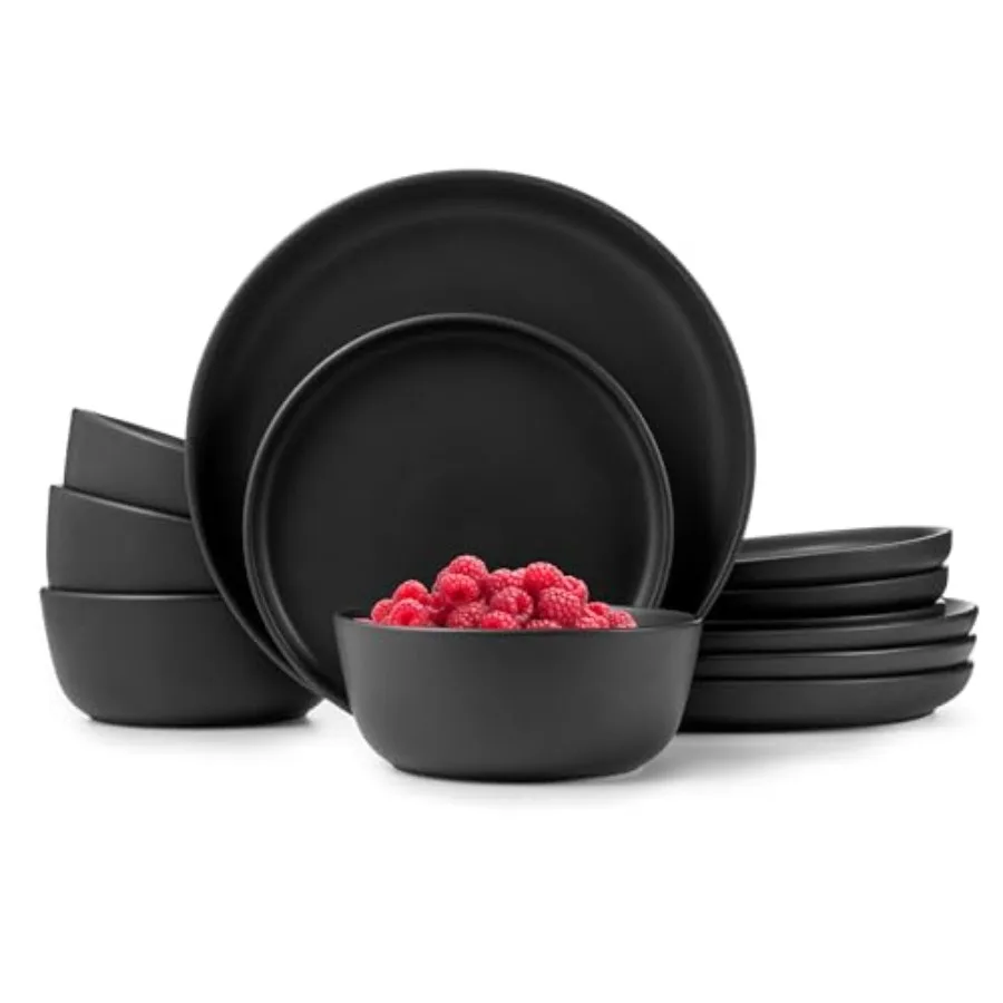 

Dinnerware Sets Stoneware Dinnerware Sets Plates and Bowls Sets Dishes 12-Piece Service for 4 Matte