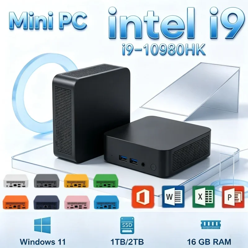 4k-uhdミニpc、intel-i9-10980hkプロセッサー、32gb-ram、2tb-ssd、windows-11、wi-fi-6、bluetooth-52搭載。ゲーミングやオフィス作業に最適な、持ち運び可能なデスクトップコンピューター。