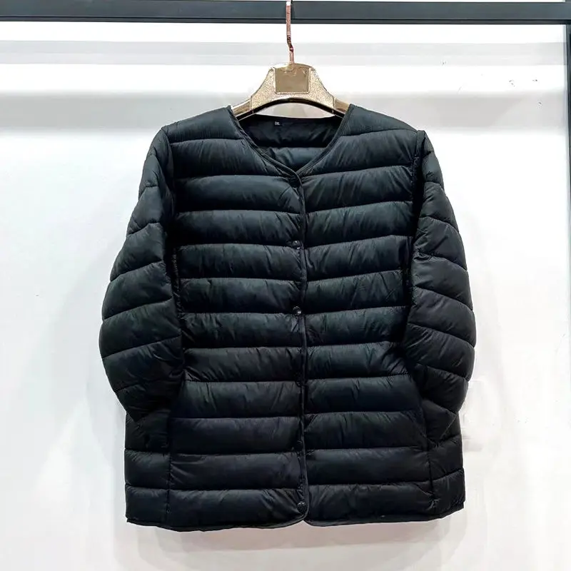 Doublure en coton pour femme, veste à col en V, manteau matelassé ultraléger, garde au chaud, sans col, femme, hiver, nouveau