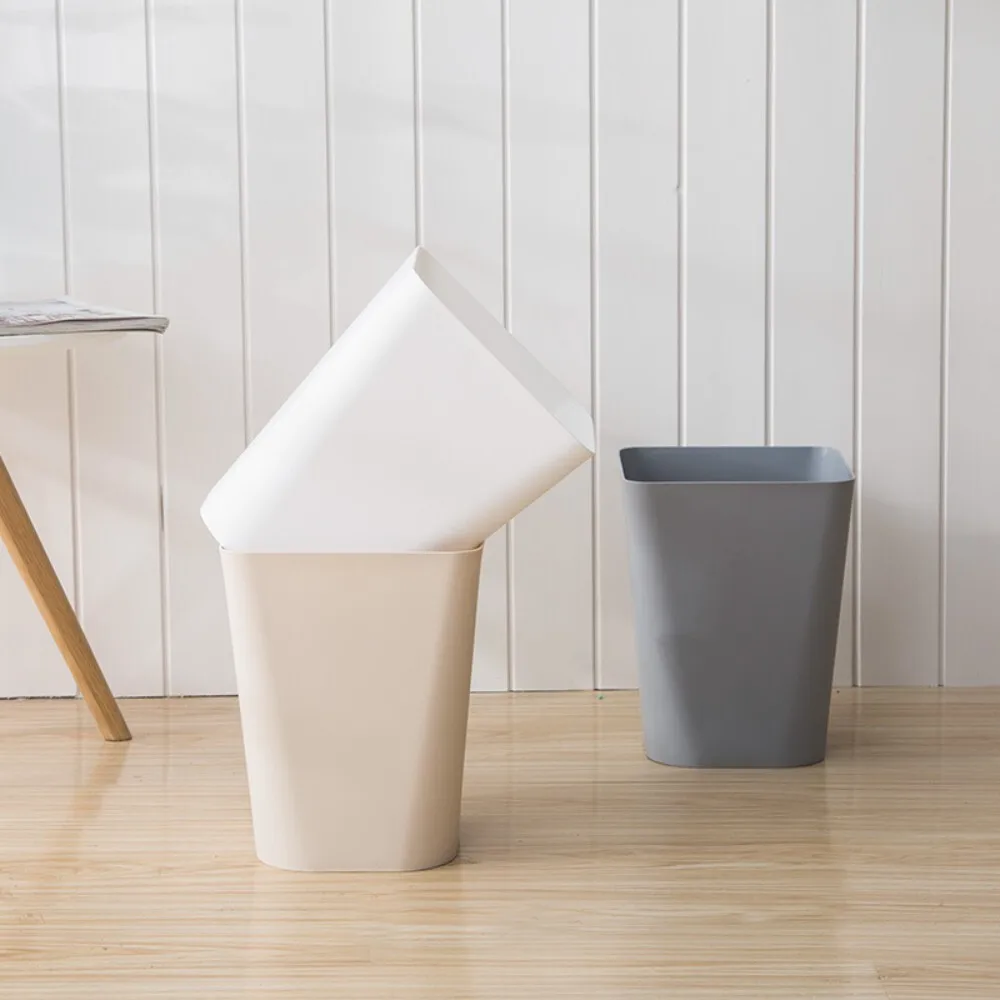 

Creative Classification Plain Color Lidless Trash Can for Living Room Bedroom Bathroom Kitchen Large Small Waste Bin Storage
