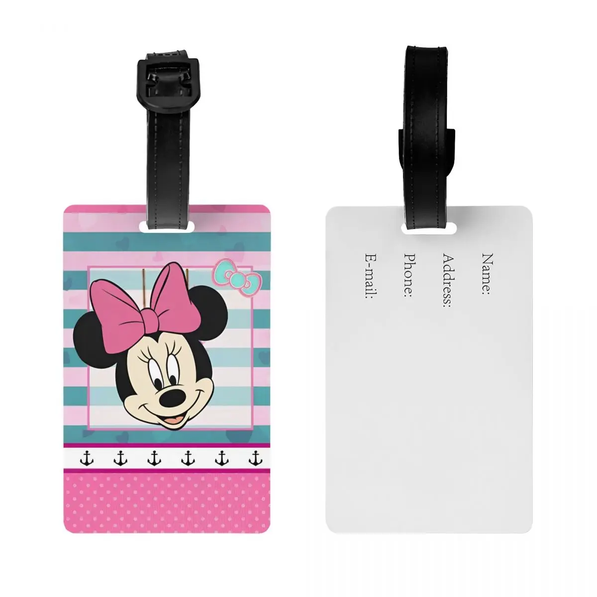 Cartoon niedlichen Minnie Mickey Mouse Gepäck anhänger Reise rosa tragbare Etikett Gepäck tasche Fall Tags Name ID Adresse Männer Gepäck anhänger