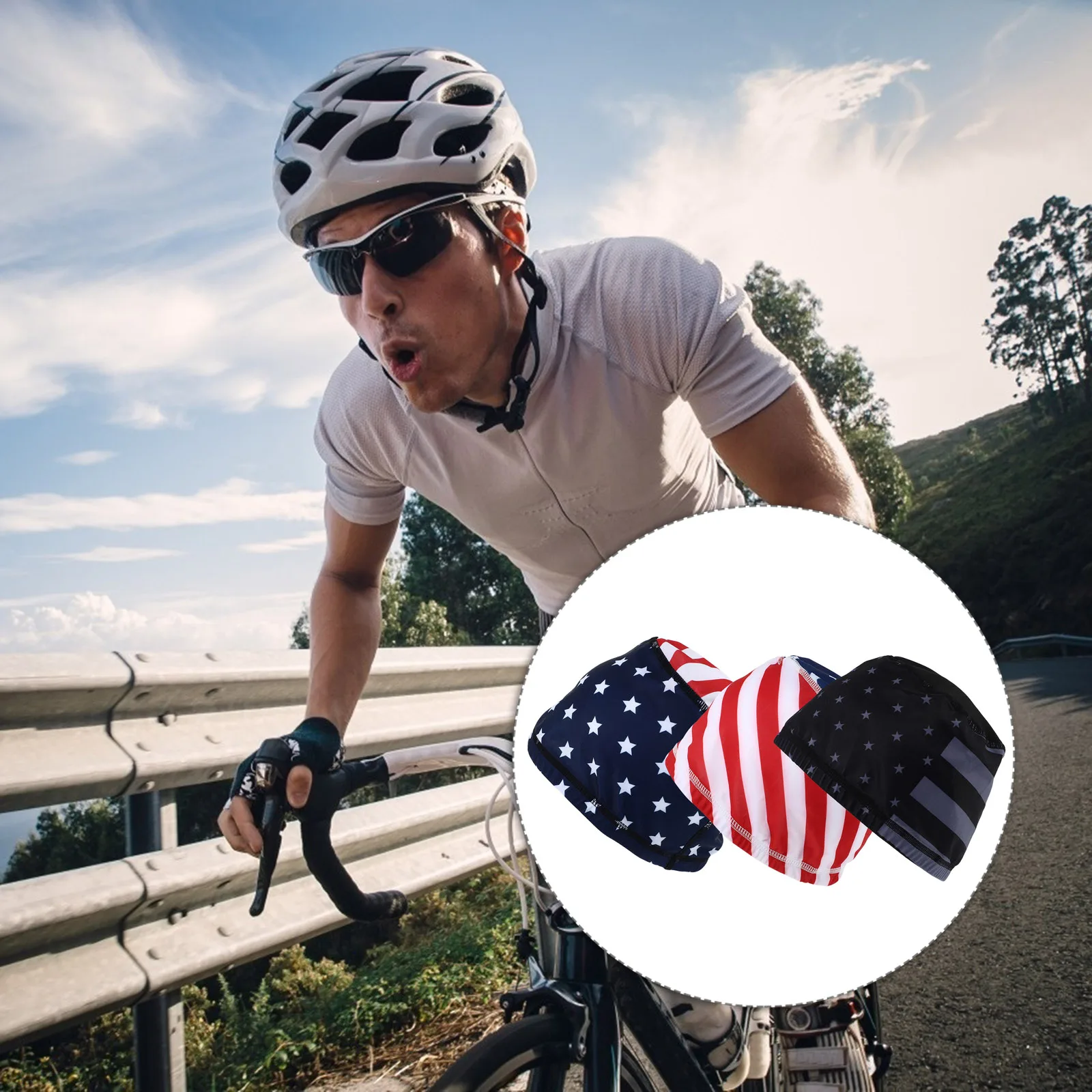 

3 Pcs Sunproof Hats Five Pointed Star Pattern Skull Lining Running Cap Men Women Headwear Cycling Supplies
