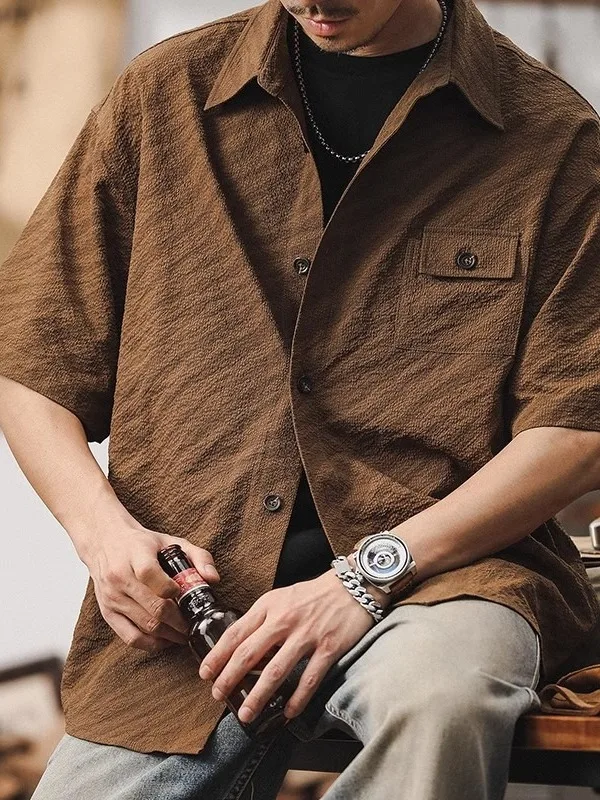 

Легкая летняя повседневная рубашка-поло с коротким рукавом для мужчин, свободного кроя, дышащая, из полиэстера