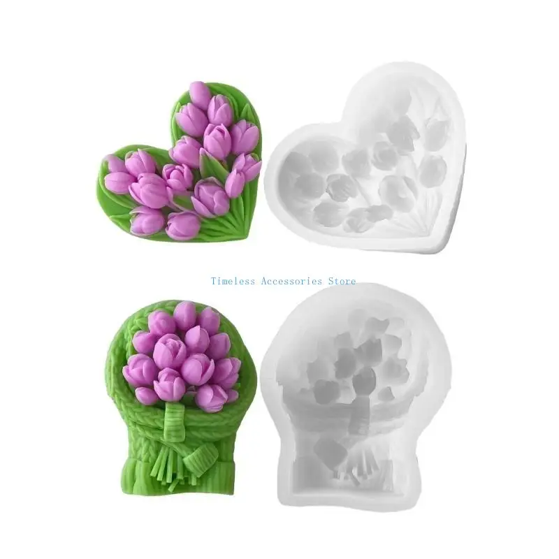 97QE Creative Tulips Designs Sturdy Silicone Mould for Elegant Holder Making