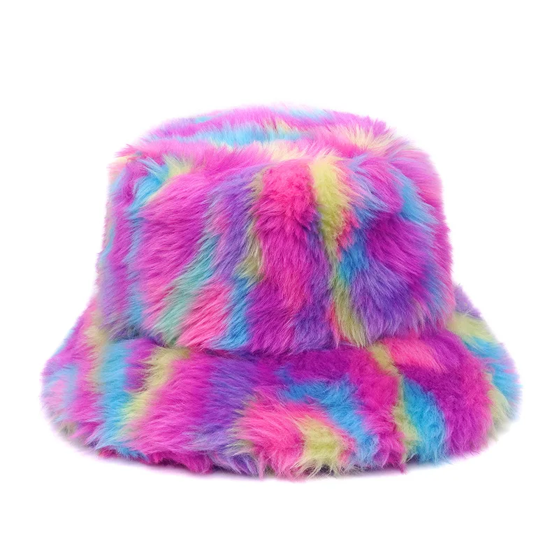 2023 Winter Warm Thickened Fur Fluffy Bucket Hats for Women Men Outdoor Windproof Panama Female Soft Rabbit Hair Fisherman Cap