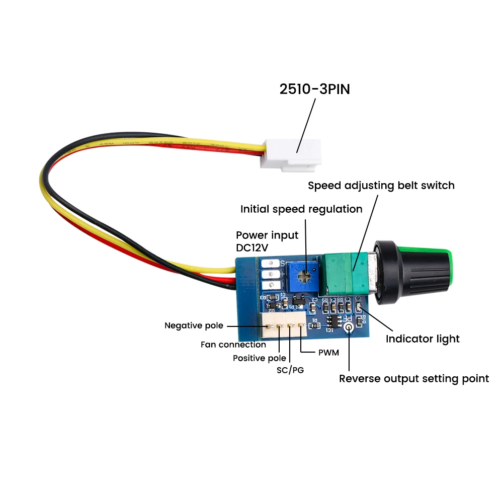 12V DC Motor Speed Controller 3P PWM Speed Adjustable Switch DC Fan Speed Control Module for RV Camper Vent Fan