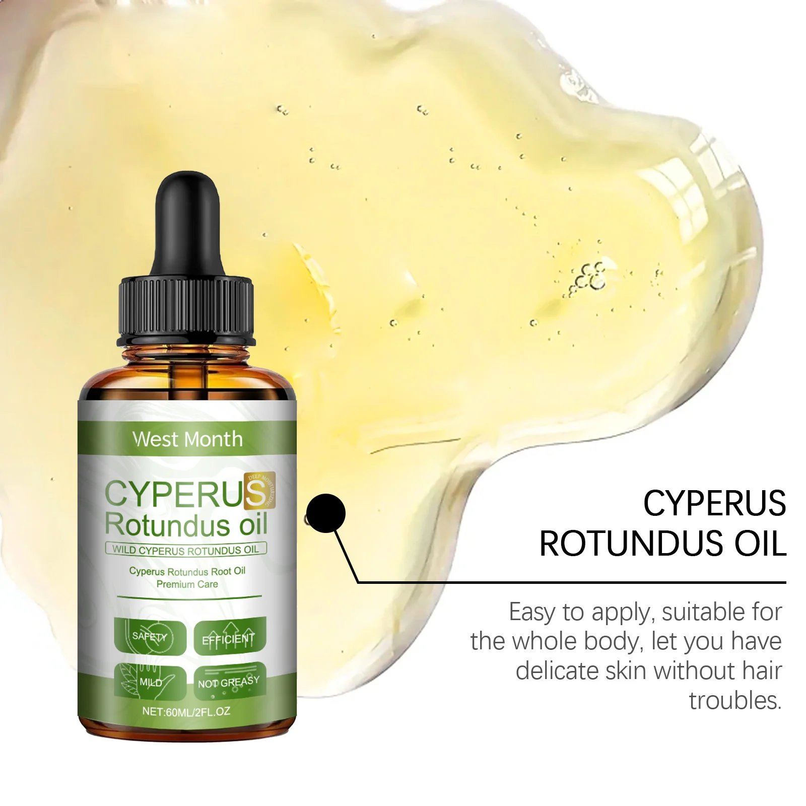 تمنع نمو الشعر بالزيت العطري يقلل من الإبط والساق وترطيب الشعر وتبييض البشرة ورائحة خفيفة تدوم طويلاً وزيت إزالة الشعر