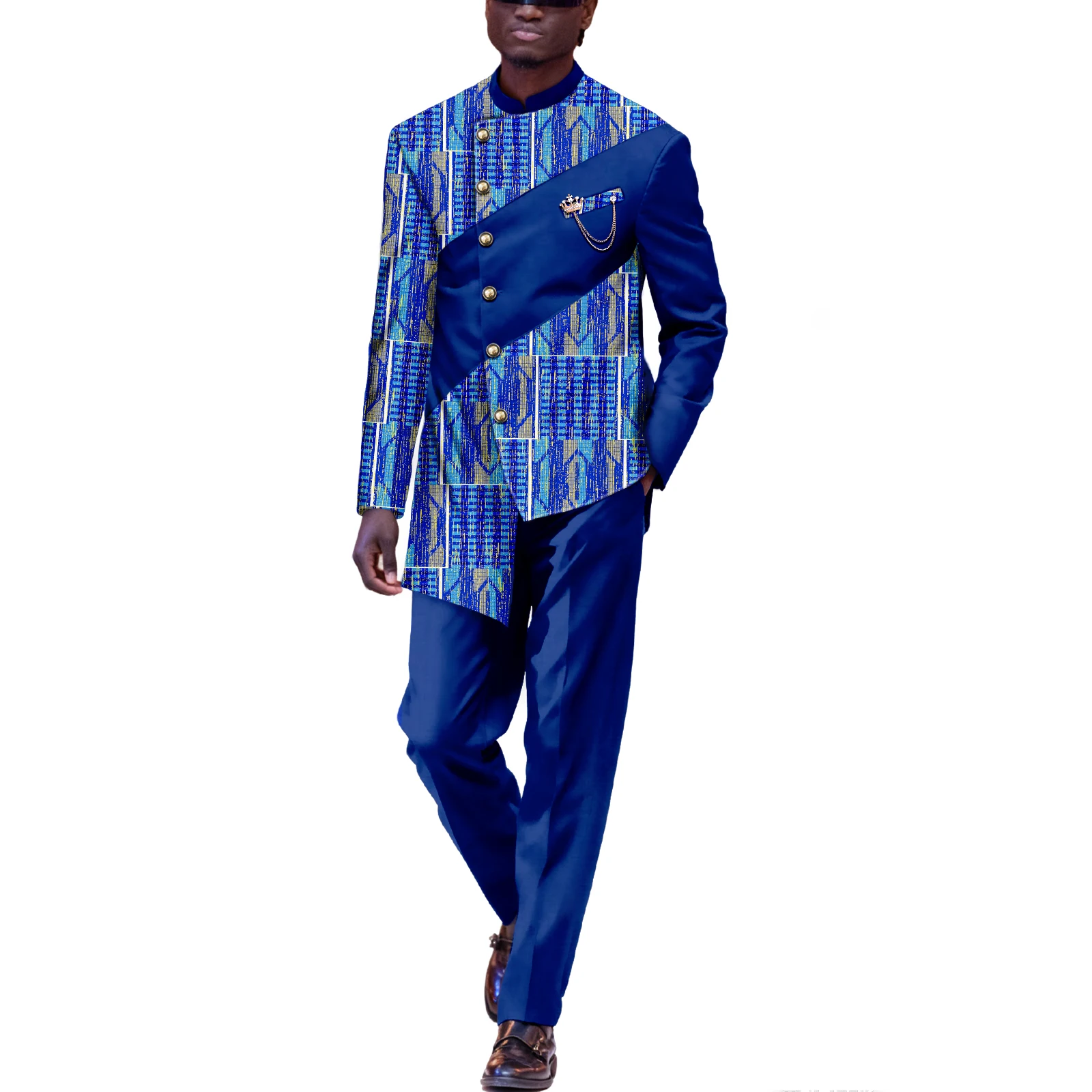 

SEA&ALP African Suit for Men Traditional Dashiki Blazer and Pants Outfits 2 Piece Set Nigerian Attrie Clothing