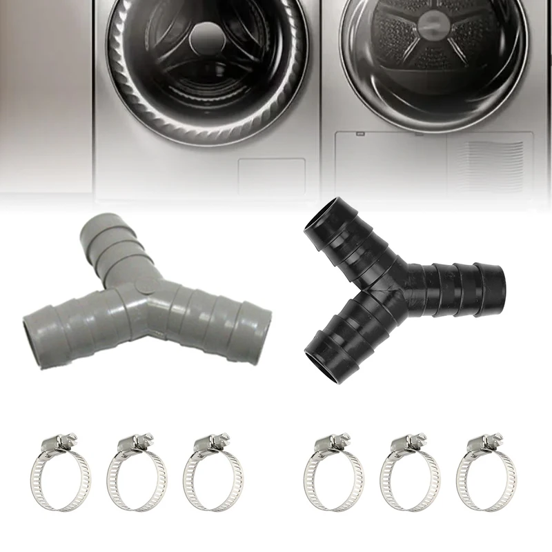 8PCS/pack/set Washing Machine Drain Hose Y-Type Reducer Plastic Connector For Split Pipe Connection Three-Way Adapter