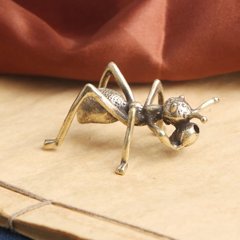 3D Brass Ants Casting Statue Mini Animal Metal Figurine Home Decor Desktop Crafts Sculpture Decoration Pendants Gifts