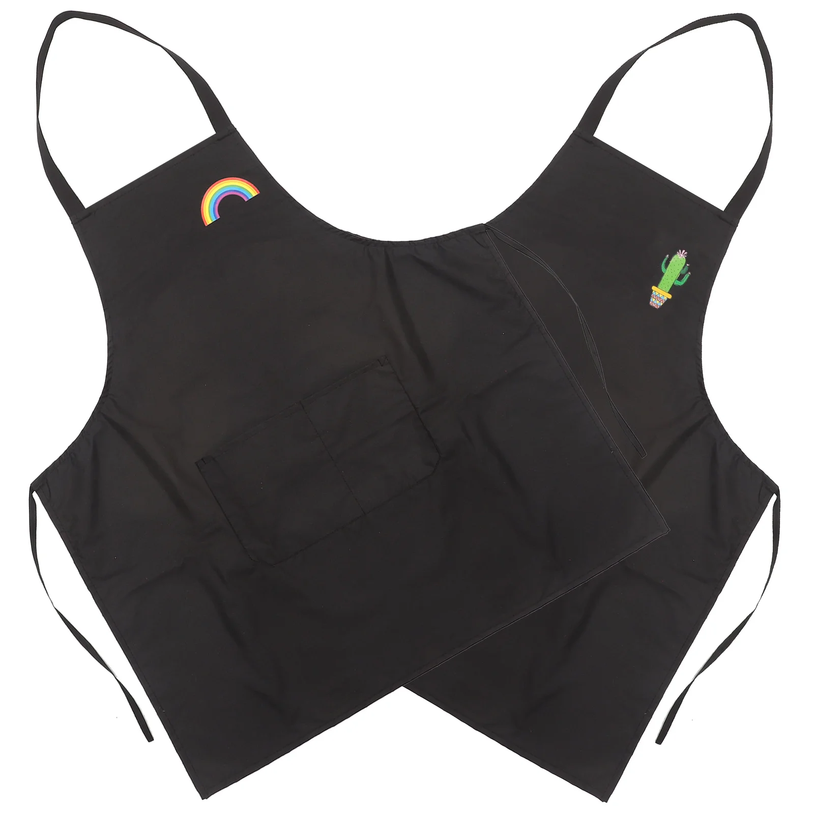 

2Pcs Cartoon Kitchen Aprons Oil Proof Wear Resistant Cooking Aprons Waterproof Comfortable Plus Size for Home Cafe