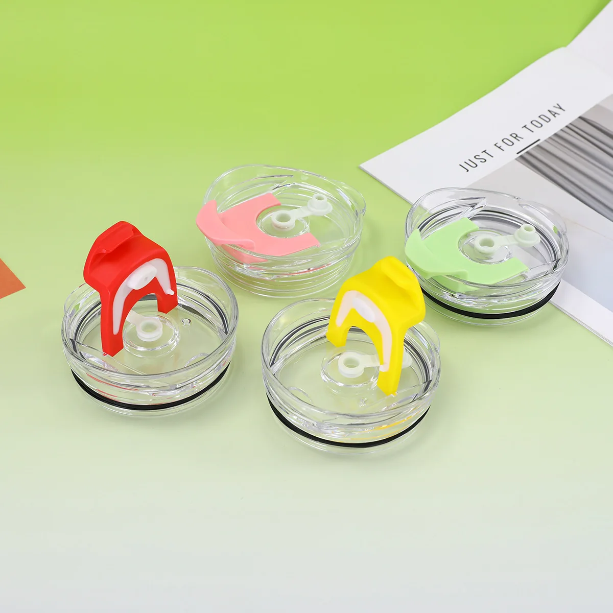 40oz Double Drink Lid Sealed Leak-proof Transparent Lid Macaron Color High Value Double Drink Lid Wholesale Tapa De Taza