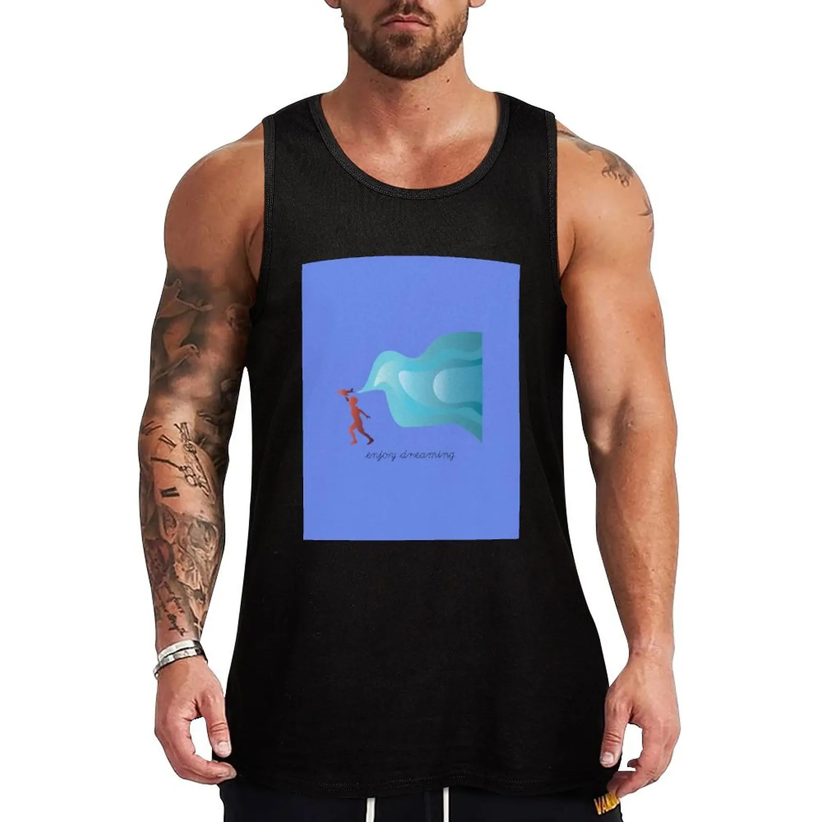 

Kid Running with Aircraft Enjoy Dreaming Tank Top Men's clothes luxury style Men's singlets T-shirt men
