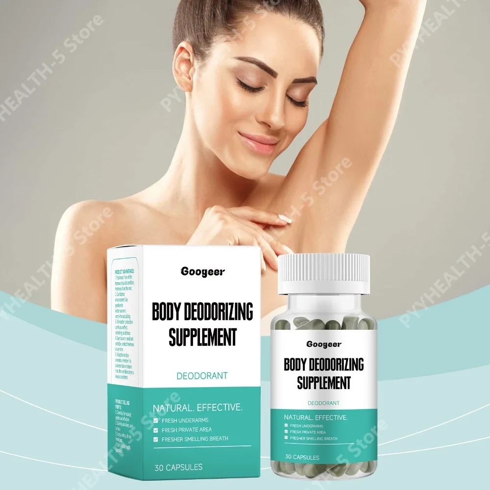 Googeer Body Deodorizing Supplement Capsules with Vitamin C for Gut Health, Skin Health All‑Day Freshness 30 Counts