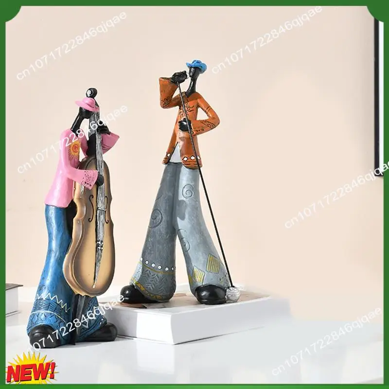 

A48I 2 шт. фигурки джазового оркестра, винтажные фигурки музыканта, украшение для рабочего стола, статуи из смолы, ретро скульптура, домашний декор в помещении