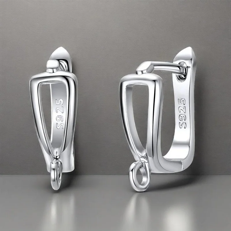 

Simple 925 Sterling Silver Geometric U Shape Hoop Huggie Earrings Making Components Jewelry Findings for DIY Handemade Accessory