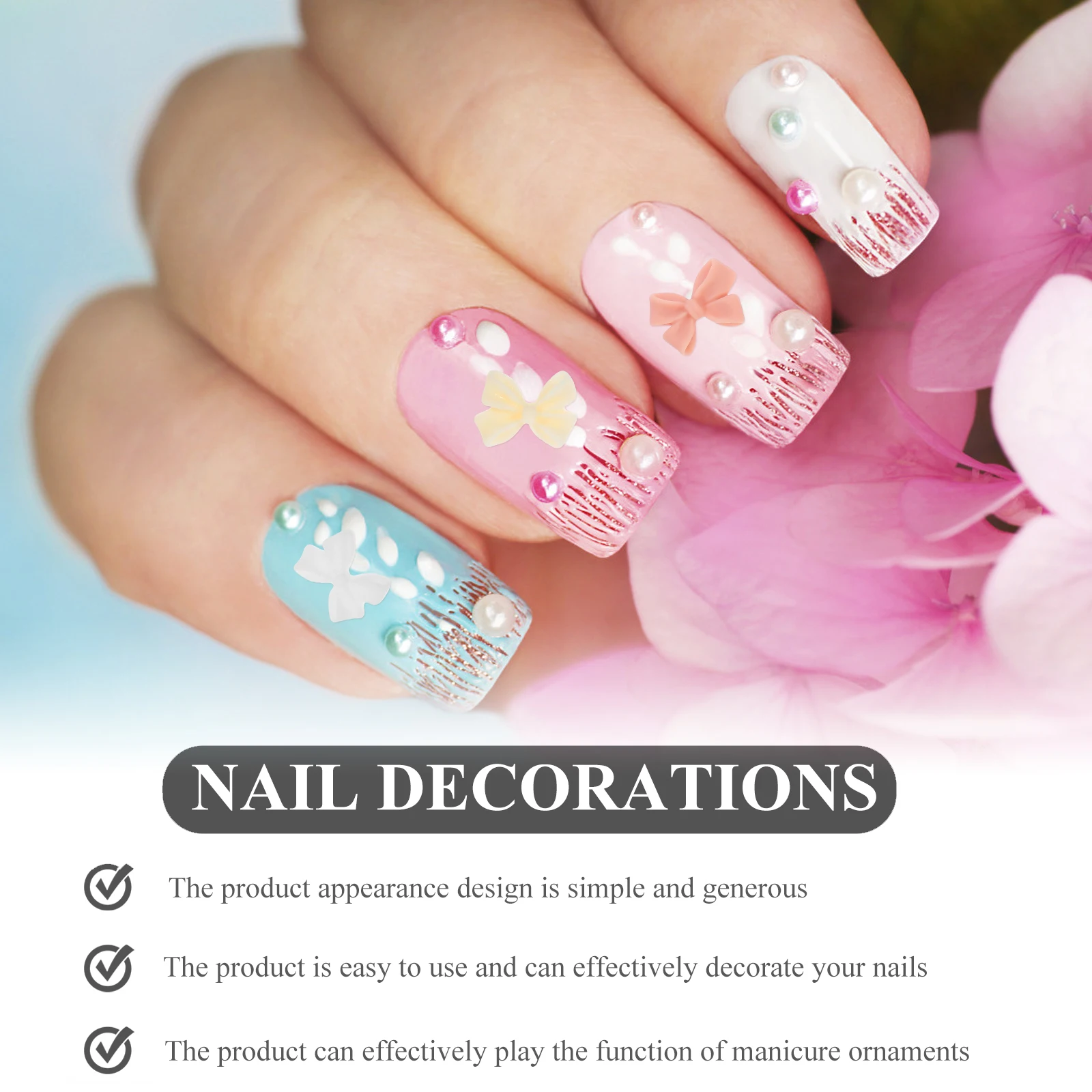 

100pcs Bows Nail Art Decorations Adorable Nail Decals Women Elegant Charm Diy Accessories Mobile Phone Greeting Card Wallet