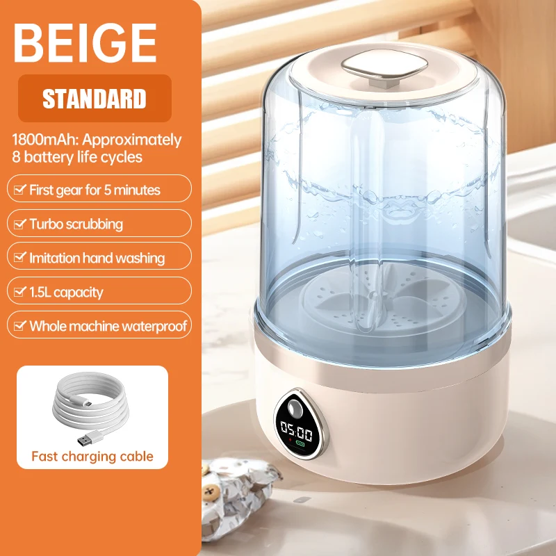 Waterproof Rechargeable Automatic Mini Washing Machine Portable USB Underwear Washer for Dormitory Home & Car Use