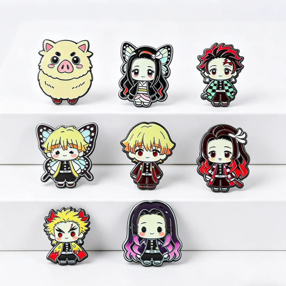 8pcs Set Pin Enamel Anime Demo - Anime Cosplay Demon Slayer ulasan dan harga
