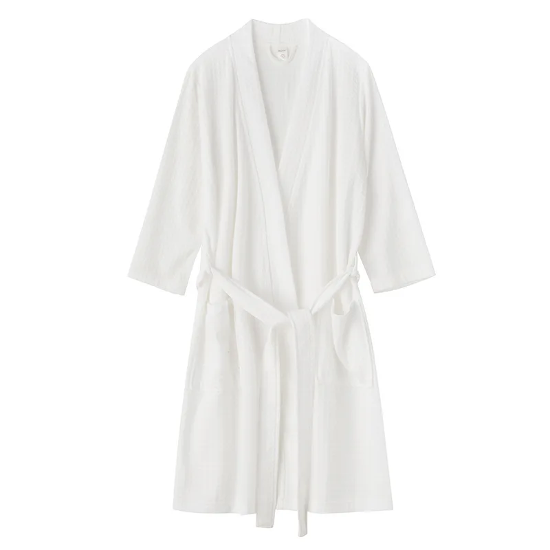 Korean-Style Women's Spring/Summer Lightweight, Breathable Waffle-Weave Bathrobe; Couples' Pajamas; Hot Spring and Sauna Robe 6
