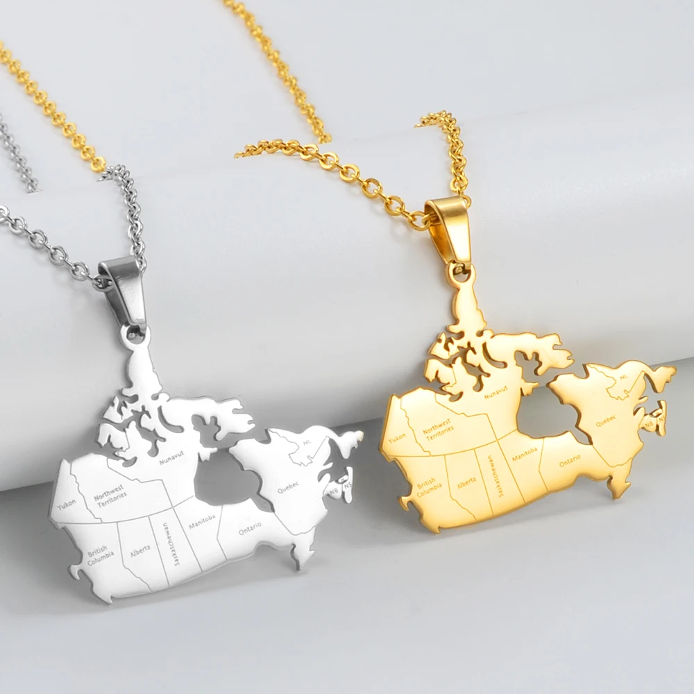 Anniyo Canada Map Pendant Necklaces for Women Men Jewelry Country Maps of Canadian Chains  #317601