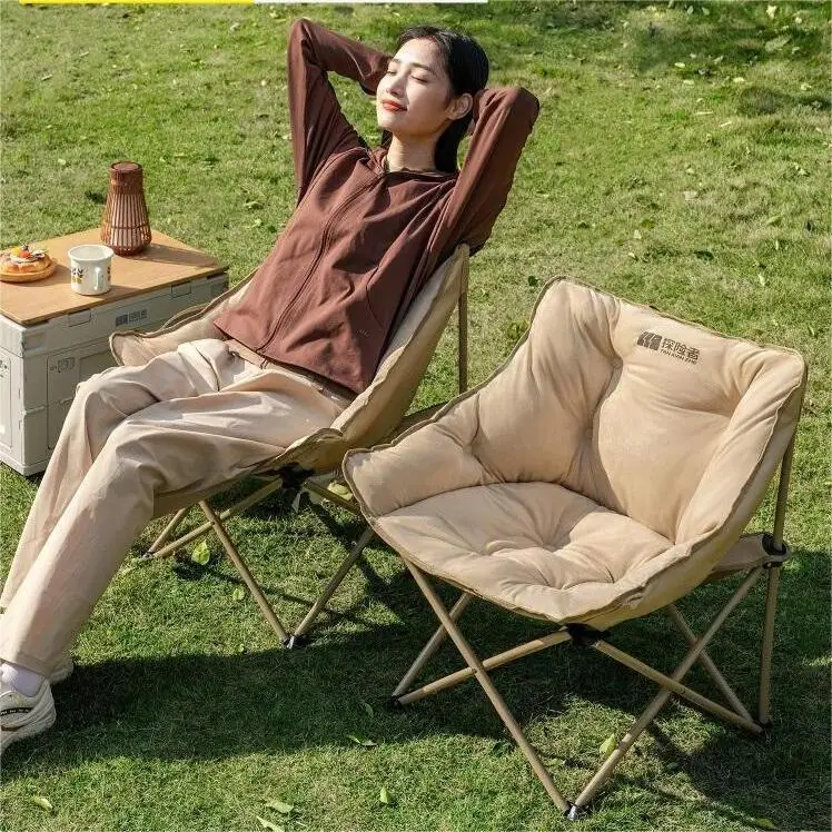 Outdoor Full Sponge Filled Fishing Chair Thickened High Back Portable Outdoor Foldable Chair with Carry Bag