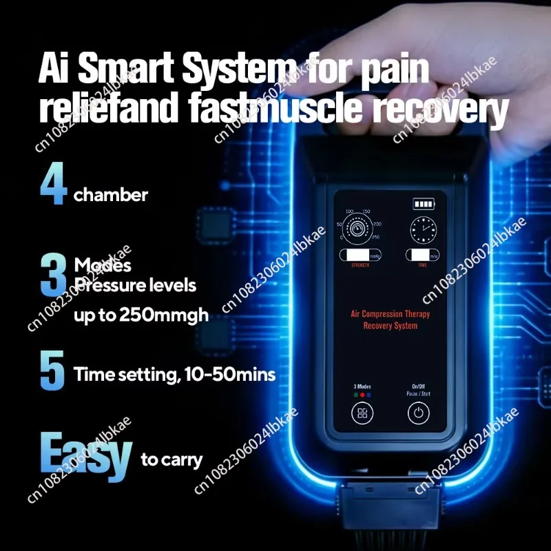 MF-AWI 4 Airbag Air Compression Leg Massager Boots Professional Grade 3 Modes Timing Control Rechargeable Battery Full Leg