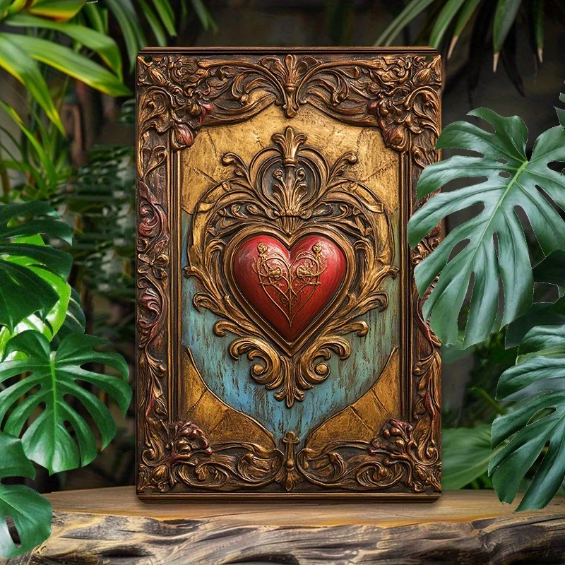 

Vintage-Inspired Sacred Heart Embossed Aluminum Metal Wall Art - Stunning Weather-Resistant Decor, Decorative Wall Poster