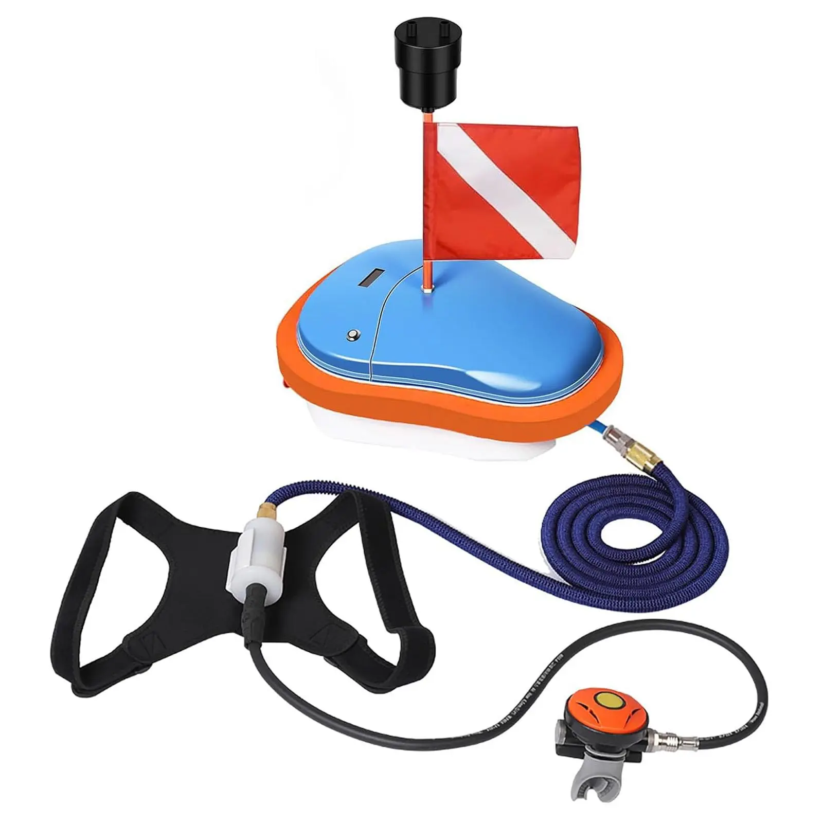 Scuba Diving Ventilator System, Tankless Portable Rechargeable Scuba Underwater Diving Tank with 7M Telescopic Pipe for Diving