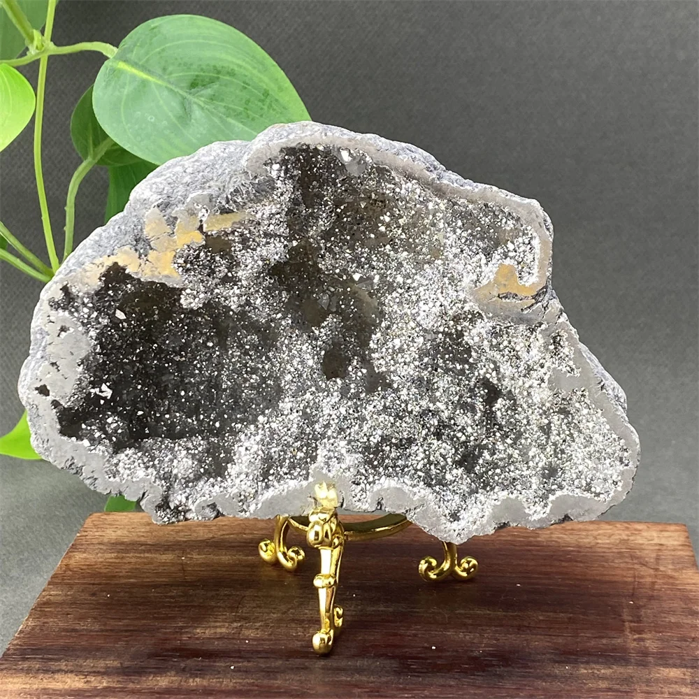 

Natural Agate Crystal Hole Electroplated Rainbow Mineral Specimen Chakra Magic Ornaments Home Decor Original Stone