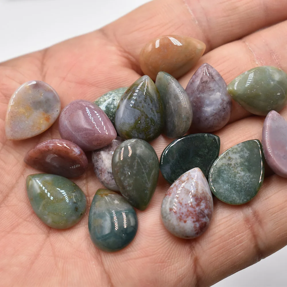 Großhandel 50 Stück/Lot verschiedene Naturstein-Cabochon-Perlen in Tropfenform 13x18mm für DIY-Schmuckzubehör Kostenloser Versand – Detail 21