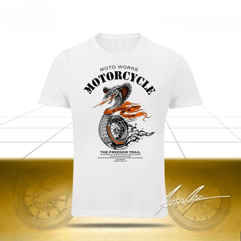 

883 Wolverine Cobra Motorcycle Indian Tough Guy Heavy Motorcycle Summer Short-sleeved T-shirt Large Size Flagship