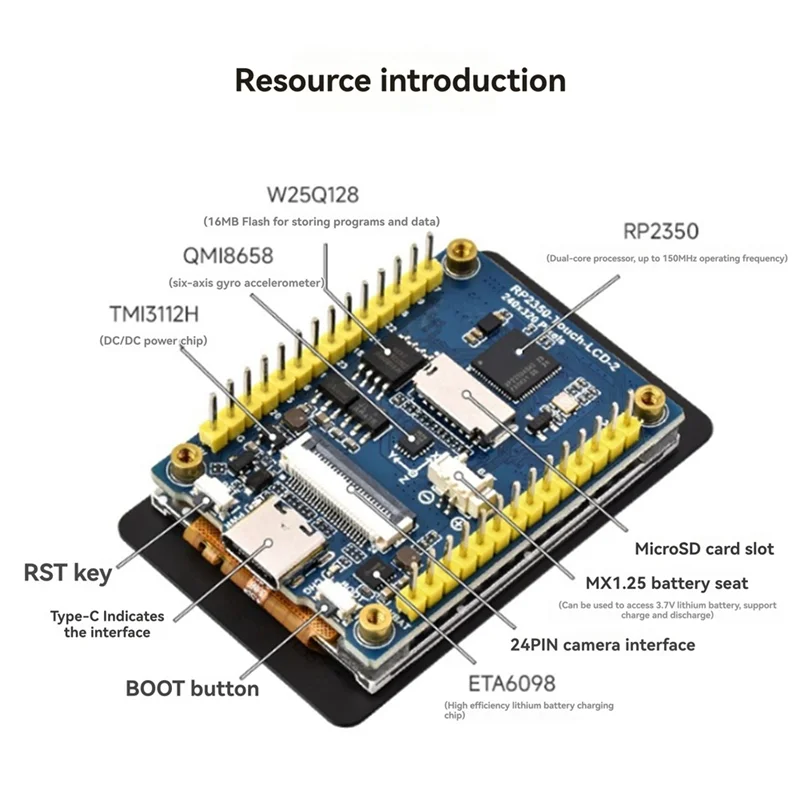 

RP2350 2-Inch Capacitive Touch Display Development Board 240X 320 Pixels With OV5640 Camera IPS Panel With Display