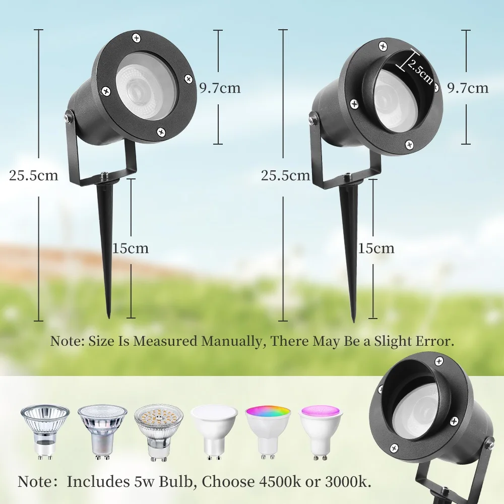 ไฟสนามหญ้ากลางแจ้ง IP65 กันน้ํา GU10 เปลี่ยนหลอดไฟ Spot Light สวนไฟโคมไฟภูมิทัศน์สําหรับ Villa YARD Pathway