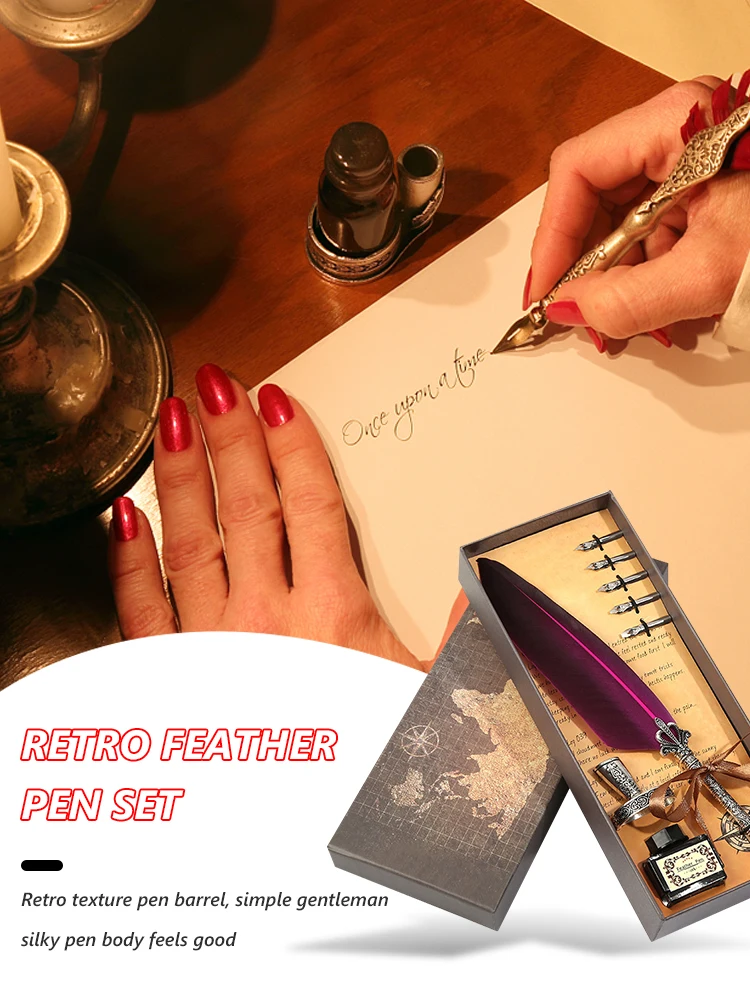 الرجعية الخط ريشة تراجع القلم الكتابة الحبر مجموعة القرطاسية الريشة قلم حبر عيد ميلاد المعلم هدية أدوات الكتابة #6