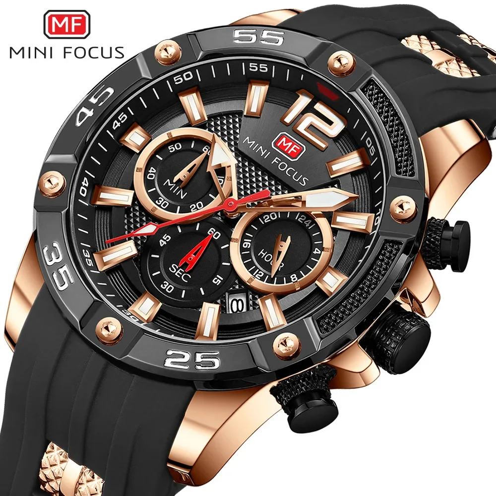 Men Multi Function Calendar Sport Quartz Watch Waterproof Glow in The-dark Man Silica Gel Watch