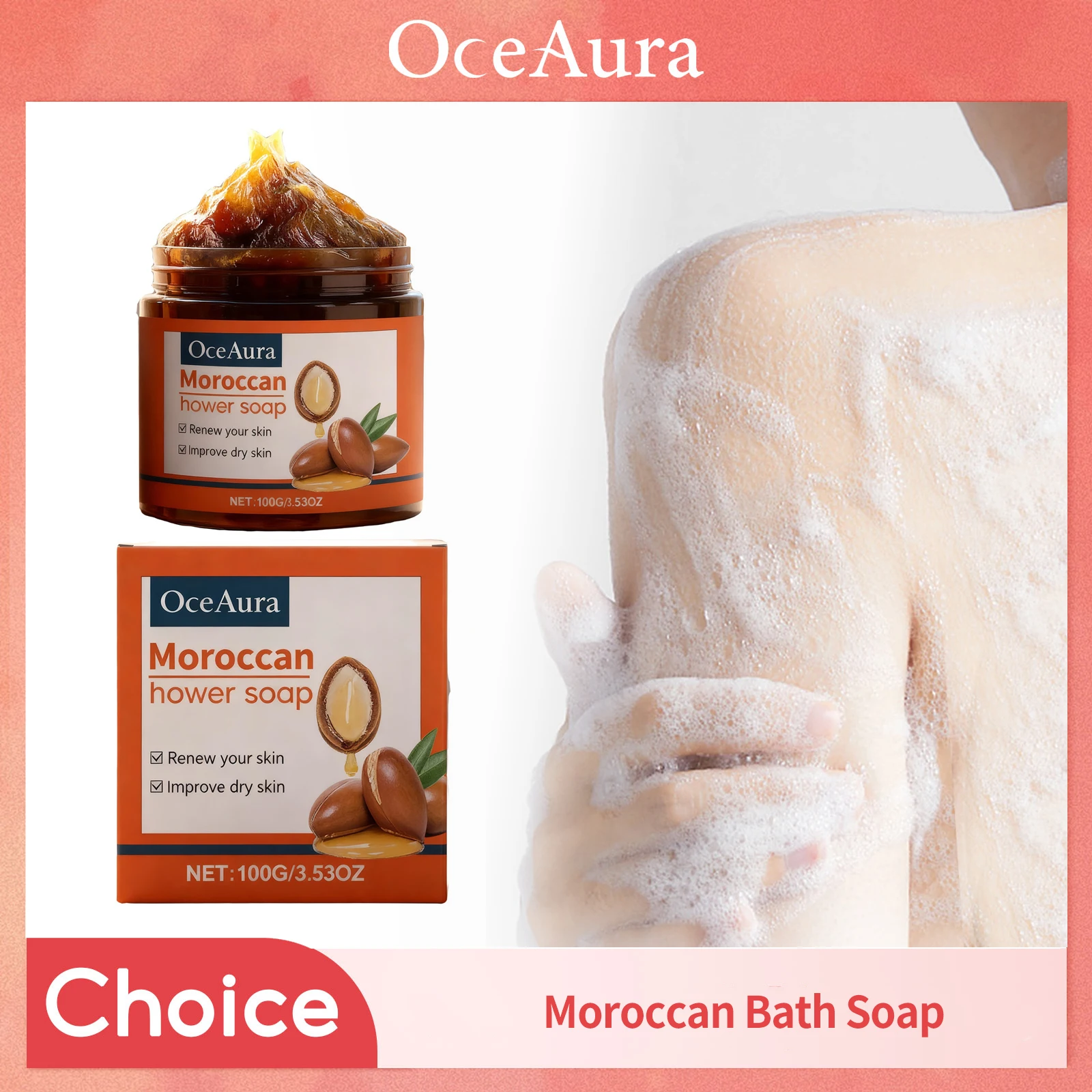 

Morocco Bath Soap Acne Removal Exfoliation Moisturizing Brighten Skin Oil Control Lasting Fragrance Body Cleansing Bath Product