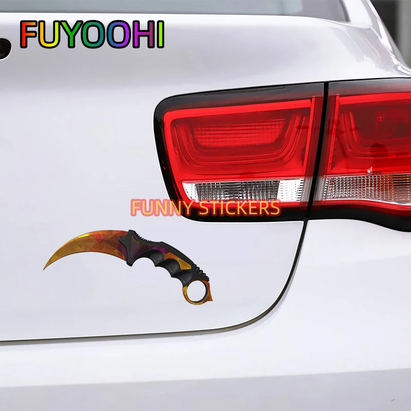 FUYOOHI CS GO Karambit Knife Auto Car Stickers Laptop Suitable for Any Flat and Smooth Clean Surface Decor