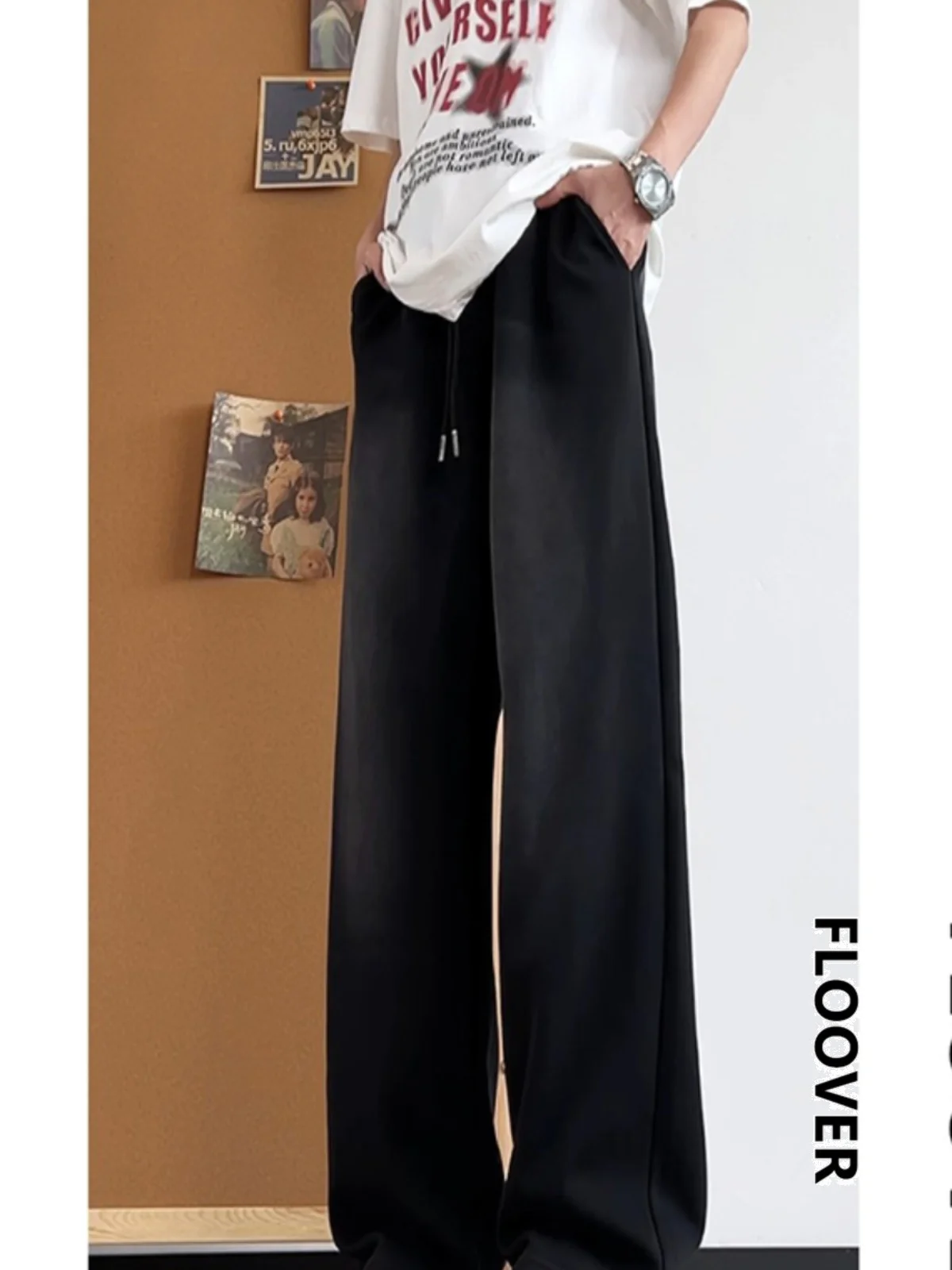 

Винтажные повседневные брюки American Sle с широкими штанинами прямого кроя для мужчин в стиле Bla ey Heavy Weight Autumn Faion Trend