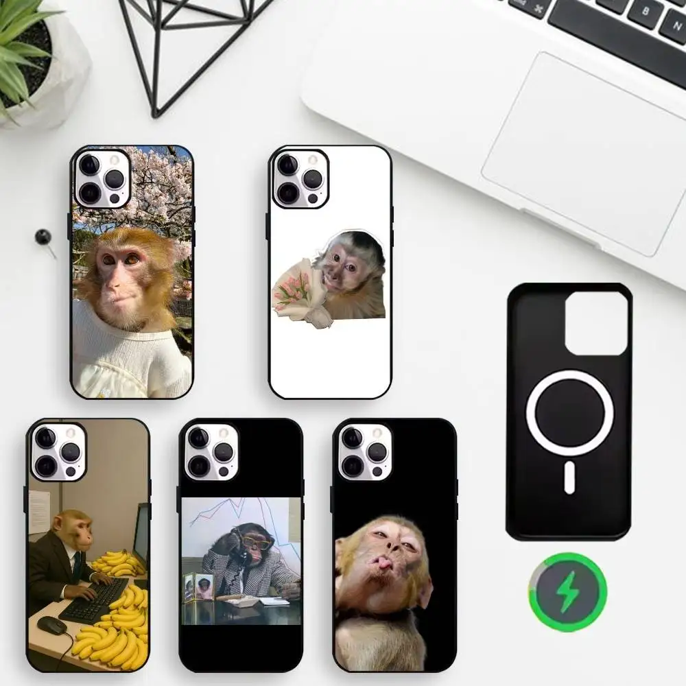 

Creative Monkey Pattern Phone Case For iPhone17,16,15,14,13,12,11 Plus,For Magnetic Wireless Charge Cover