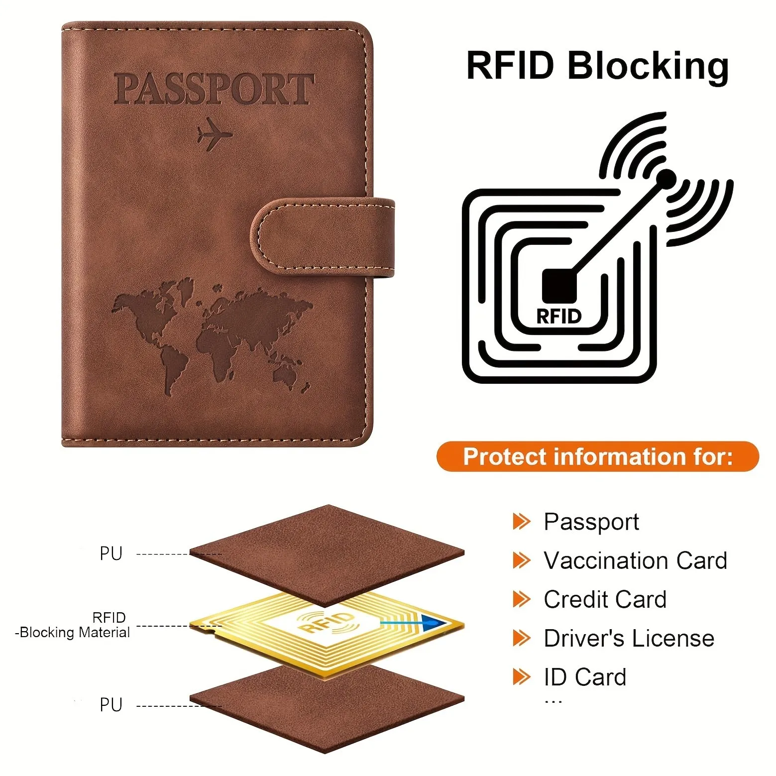 Passport Holder, Passport Cover with Credit Card Slot and Boarding Pass Slot Combo, Passport Wallet Case Book Travel Must Have, view 4