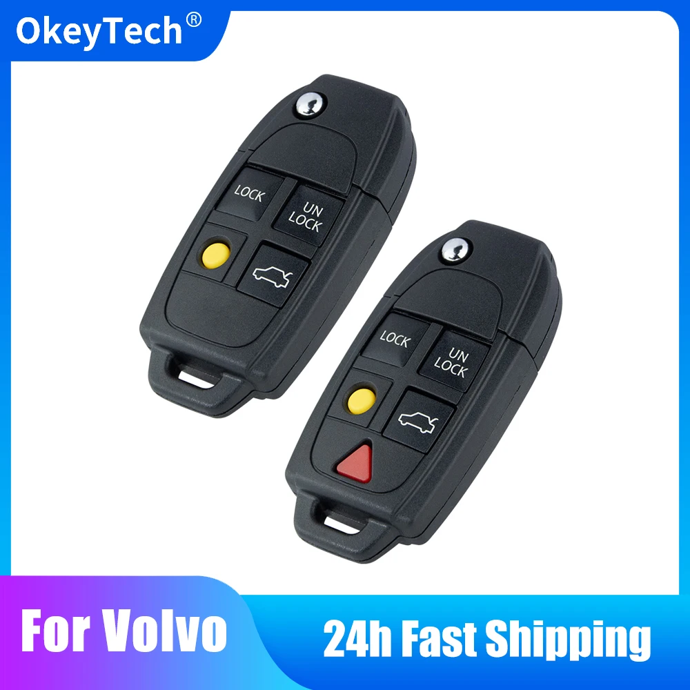 Okeytech 4/5 Knoppen Remote Flip Opvouwbare Sleutel Shell Voor Volvo Xc70 Xc90 V50 V70 S60 S80 C30 Nieuwe Vervangende Fob Autosleutelkoffer