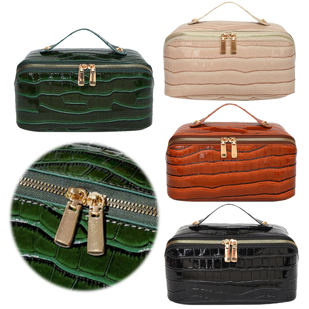 

Косметичка из искусственной кожи, простая косметичка, большая вместительная дорожная сумка для туалетных принадлежностей с ручкой, органайзер для макияжа, сумка для хранения косметики