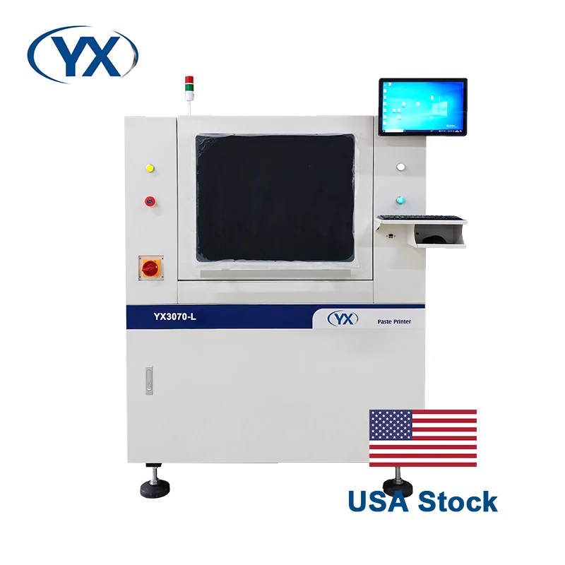 ﻿   สต็อกในสหรัฐอเมริกาอัตโนมัติ YX3070-L PCB Vision การพิมพ์หน้าจอลายฉลุเครื่องพิมพ์