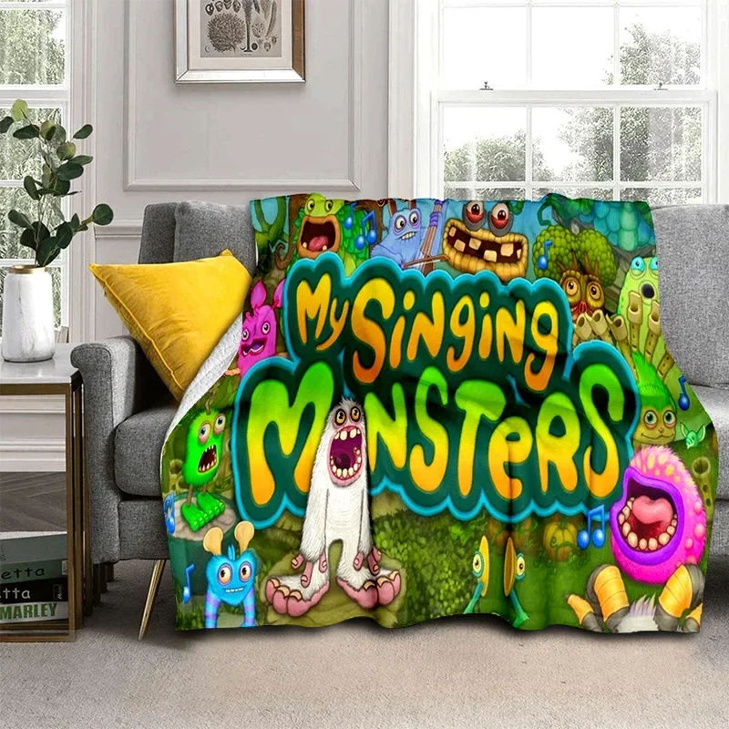 My Singing Monsters Video Game Cartoon 3D Blanket,Soft Throw Blanket for Home Bedroom Bed Sofa Picnic Travel Cover Blanket Kids