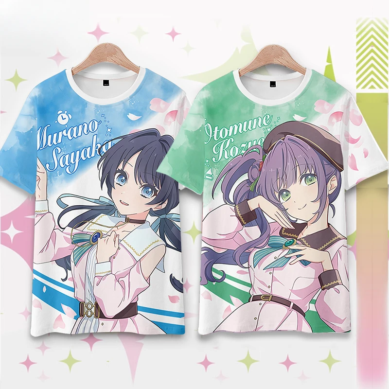 LoveLive! T-shirt imprimé en 3D pour hommes et femmes, T-shirt graphique Cosplay, Sasu No Sora Jogakuin School Idol Club, Murano Sayaka Kanomune Kozue